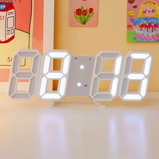 นาฬิกาดิจิตอล นาฬิกาตั้งโต๊ะ แขวนผนัง LED Digital Wall Clock ความไวแสงอัจฉริยะที่สร้างสรรค์ 3D