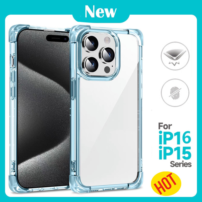 หรูหราถุงลมนิรภัยโปร่งใส hard Case สําหรับ iPhone16Pro max/16 15 14 13 12 11Pro max 16 15 14plus กันกระแทกป้องกันปลอกฝาครอบ