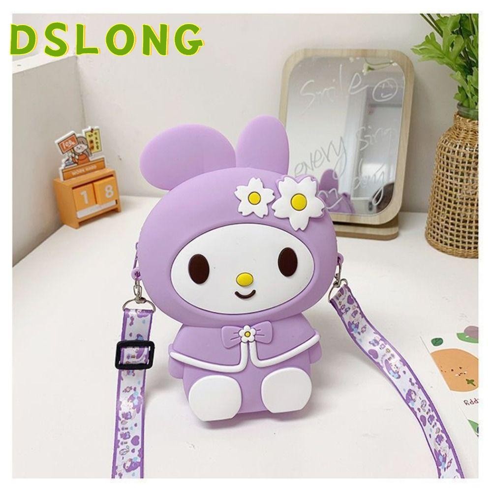 DSLONG Mini Crossbody Bag, Flower Rabbit Princess Small Bags, Cute Silicone Cartoon Shoulder Bag Girls