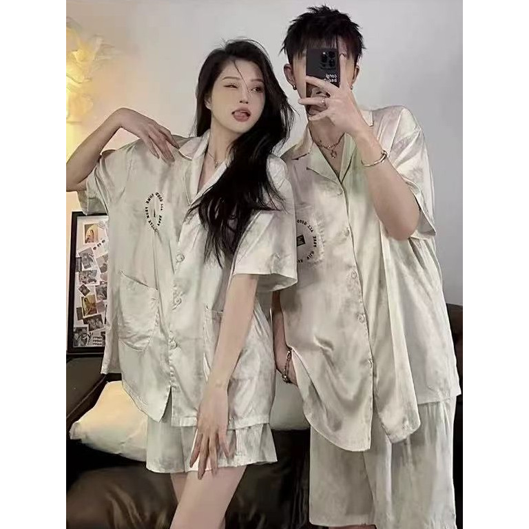 YYZ SPS ชุดนอนคู่ชาย-หญิง ชุดนอนแขนสั้นขาสั้น เนื้อผ้านุ่ม ลื่น ใส่สบายมากๆ สินค้าพร้อมส่งไม่ต้องรอนาน - รูปที่ 3