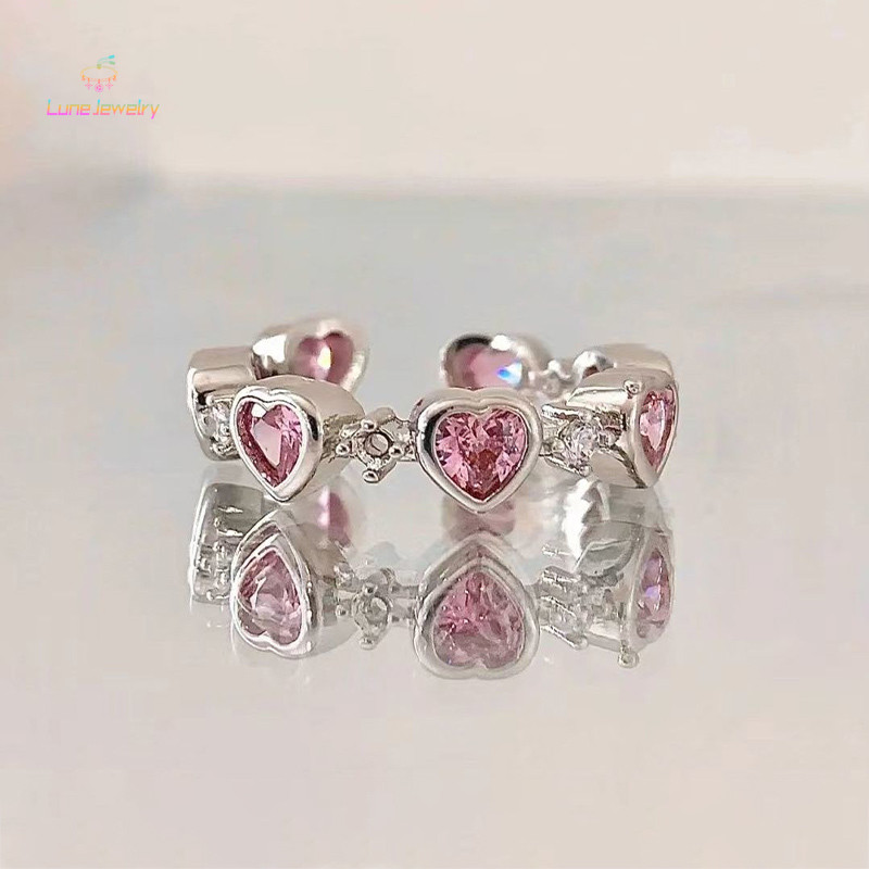 COD💖ออกแบบความรู้สึกสีชมพูรักหนามโอปอลเพทายแหวนผู้หญิงหวานเย็นแฟชั่นแหวน-Lune
