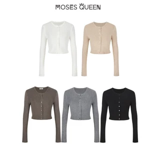 MOSESQUEEN เสื้อสเวตเตอร์ถักกระดุมใหม่ปุ่มท้องสั้น บาง และบาง เครื่องเทศ สาว สูงสุด เสื้อแจ็กเกต #59259