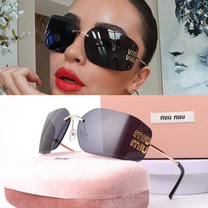 แว่นกันแดดผู้หญิง JOEY MIU54 แว่นกันแดดกรอบโลหะเบาพิเศษ ชุดแว่นกันแดดสีแดง LYZD