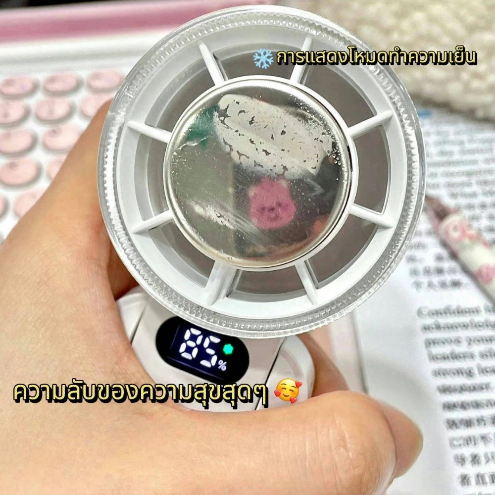 พัดลมพกพา พัดลมไอเย็นพกพา ขนาดเล็ก แบบพกพา ปรับระดับได้ 100 ระดับ 3600mAh ไม่มีใบมีด usbชาร์จใหม่ได้ thumbnail 4