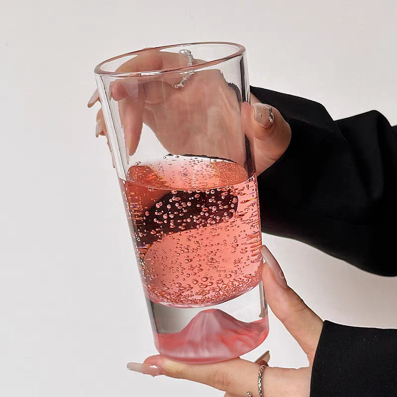 !พร้อมส่ง แก้วใสลวดลายฟูจิ ดีไซด์สวยงาม ความจุ 350 ML - รูปที่ 5