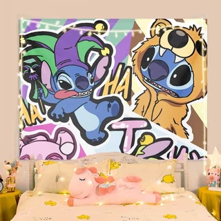 [จัดส่งจากประเทศไทย] agirl Starbaby Stitch ผ้าพื้นหลังตกแต่งห้องอะนิเมะน่ารักแขวนผ้าปรับปรุงห้องนอนผ้าติดผนังถ่ายภาพติดผนัง