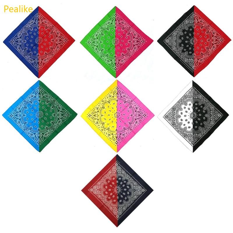 Pealike Colorblock Paisley Bandana Motorcycle Square Scarf ผ้าเช็ดหน้า Cowboy Wrap