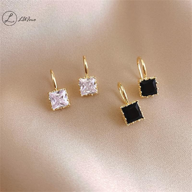 Luimo 1 คู่ขั้นสูงเรขาคณิตคริสตัลสแควร์ Dangle ต่างหูผู้หญิงสไตล์เกาหลีแฟชั่นเครื่องประดับหรูหราต่างหูของขวัญใหม่