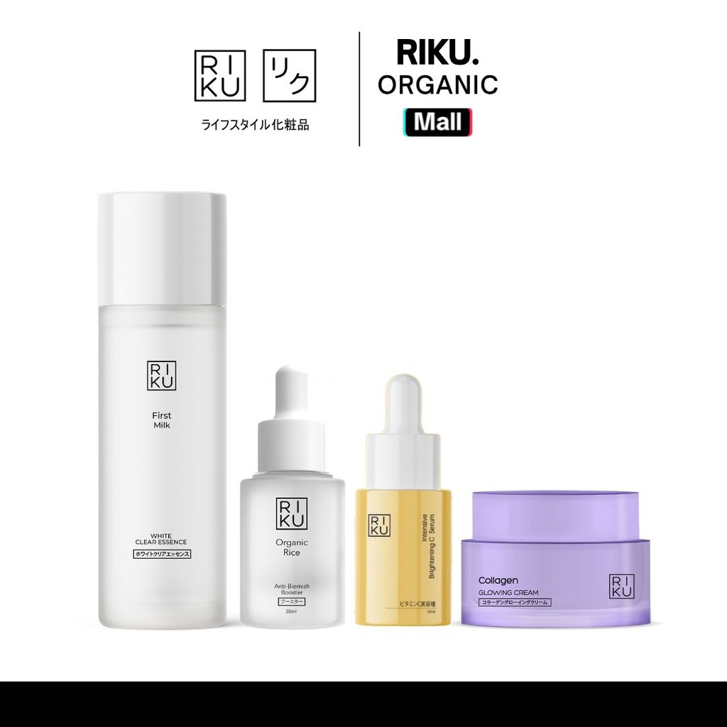RIKU Set k-bio collagen น้ำตบ + บูสเตอร์ + วิตซี + คอลลาเจนครีม บำรุงผิวหน้า ผิวเนียน ขาวใส ขจัดสิว