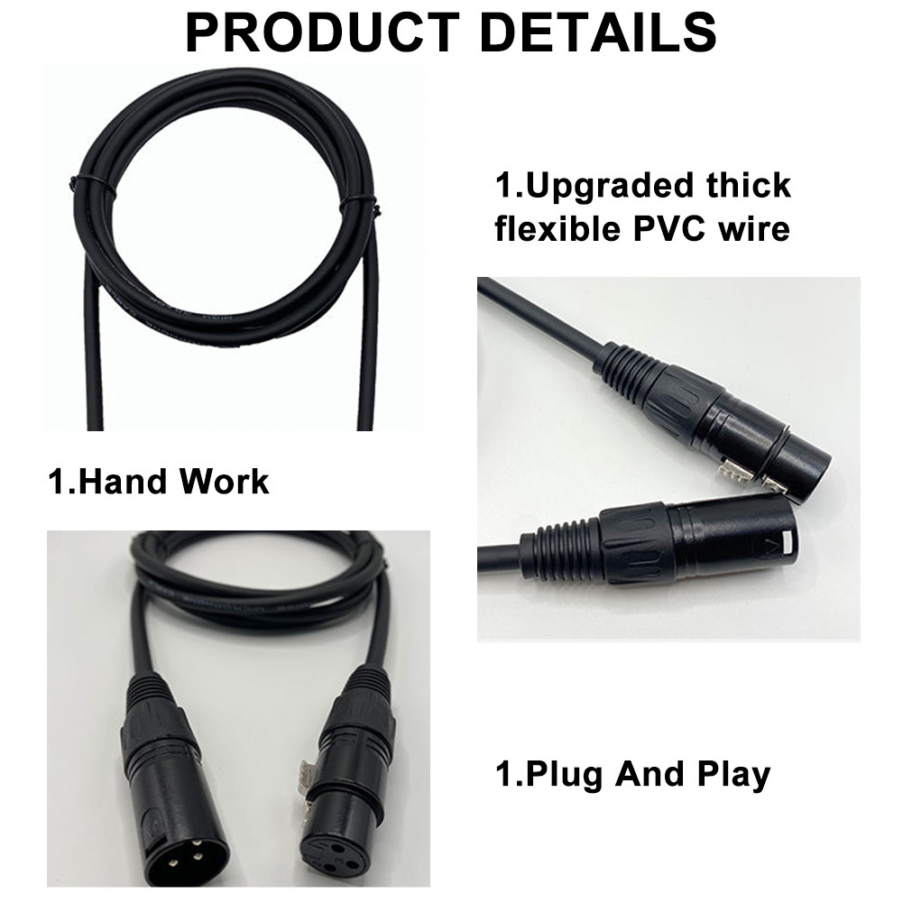 【1M สายดำ】สายสัญญาณเสียง XLR Male To XLR Female (ผู้เมีย) Mic Cable ยาว 1 เมตรXLR-XLR 3Pin สาย เคเบิล ชายหญิง สายเชื่อ