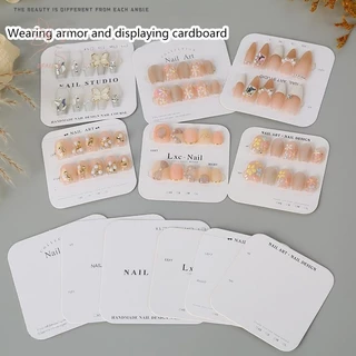 [maybeauty] 20 ชิ้นเล็บแสดงกระดาษแข็งสไตล์เรียบง่ายเล็บปลอมการ์ดสําหรับกดบนถ่ายภาพอุปกรณ์ประกอบฉากร้านทําเล็บ {TH}