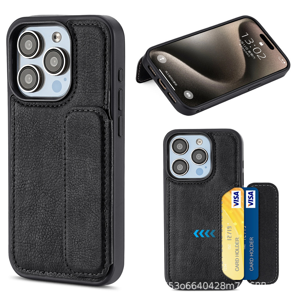 เคสโทรศัพท์สําหรับ iPhone 16 PM  Card Holder Leather Case, Full Coverage for iPhone 15, 14 PM, Prote