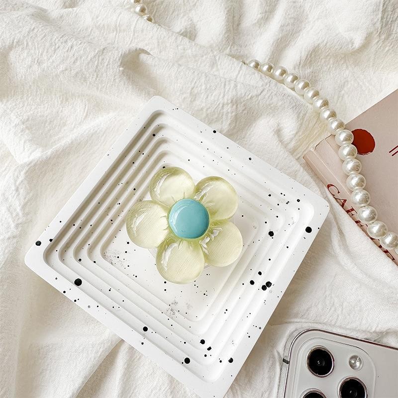 น่ารัก 3d Love Flower Round Solid Back Stickers Plain Color Griptok Phone Holder P4