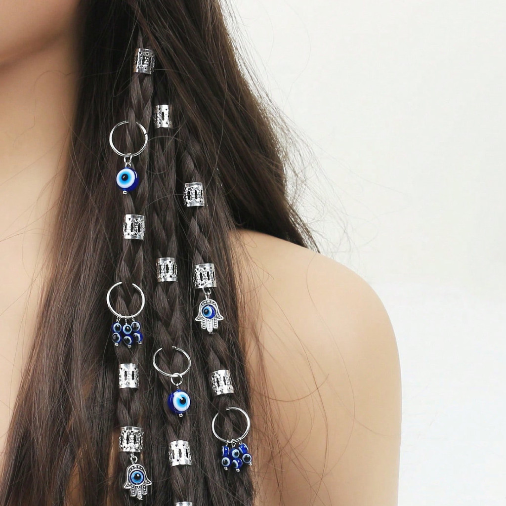 Zhengyou Evil Eye แหวนผม 16 ชิ้น Vintage อินเทรนด์อุปกรณ์เสริมผมชุดแฟชั่นวันหยุดของขวัญส่วนบุคคล Scrunchies