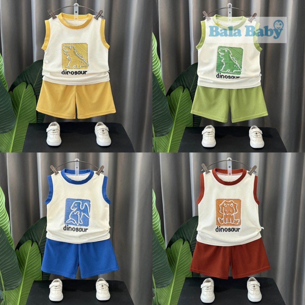 ใหม่ ชุดเสื้อกั๊กเด็ก เสื้อผ้าเด็ก คอลเลคชั่นฤดูร้อน เซทแขนกุด+กางเกงขาสั้น สำหรับเด็กผู้ชาย Size80-120cm BXT20