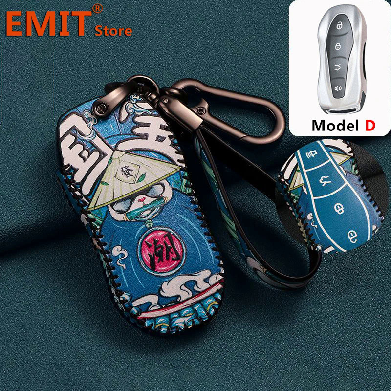 Leather Car Key Case Cover for Geely Coolray Tugella EPro Emgrand Coolray Atlas Pro Boyue NL3 Azkarr