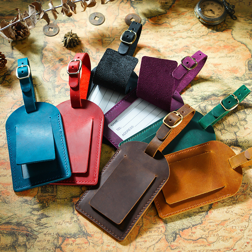 Cowhide Airplane Boarding Pass ที่กําหนดเองกระเป๋าเดินทางแท็กกระเป๋าเดินทาง