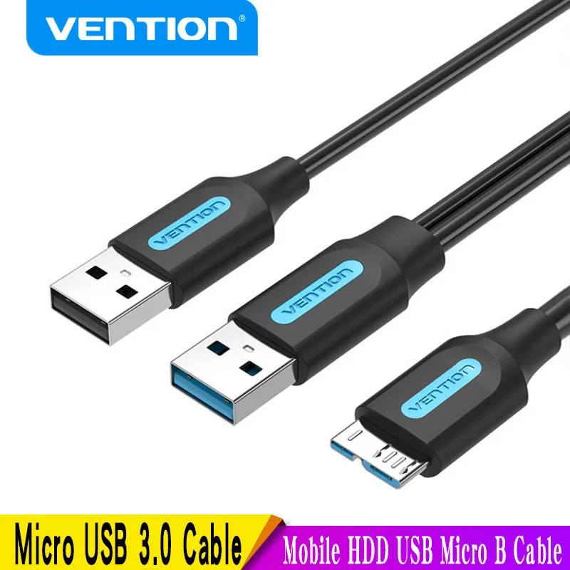 Vention สาย Micro USB 3.0 5Gbps USB Data Cord พร้อมแหล่งจ่ายไฟ