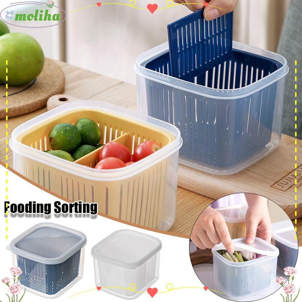 โมลิฮา กล่องแช่แข็งสด,พร้อมฝาปิดกล่องเก็บท่อระบายน้ํามัลติฟังก์ชั่น,อาหารการเรียงลําดับหัวหอมกล่องซีลกระเทียม