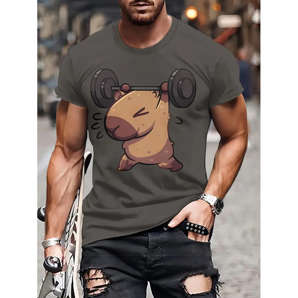 3D พิมพ์ฤดูร้อนสบายๆแฟชั่นหลวมสนุก Capybara รูปแบบ Unisex สัตว์น่ารัก Capybara เสื้อยืดแขนสั้น