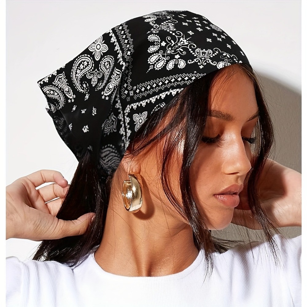 ผู้หญิง Paisley ยืดหยุ่น Boho Headbands พิมพ์ retro สามเหลี่ยม headscarf สาว Headbands อุปกรณ์เสริมผม - รูปที่ 3