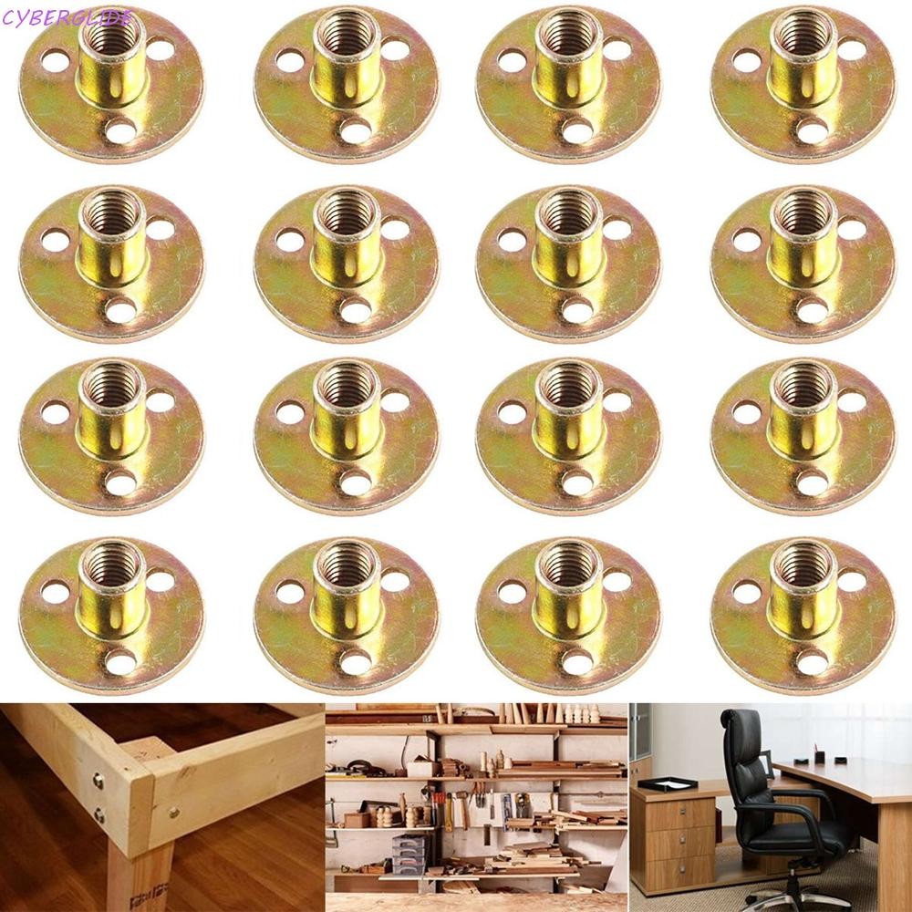 CYBERGLIDE T Nuts สําหรับงานไม้เหล็กคาร์บอน 10 ชิ้นพร้อมฐานกลม Tee Nuts M6M8M10 อุปกรณ์เสริมเฟอร์นิเจอร์