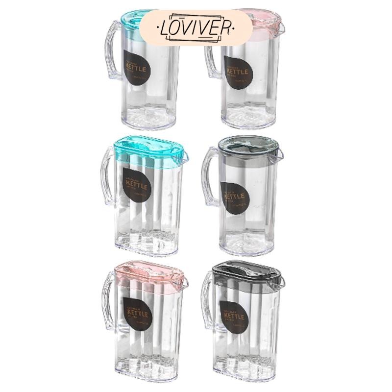 LOVIVER เหยือกน้ําพร้อมฝาปิดของขวัญใสกาต้มน้ําเย็นภาชนะความจุขนาดใหญ่กาต้มน้ําชาน้ําแข็งสําหรับตู้เย็นเครื่องดื่มน้ํามะนาว