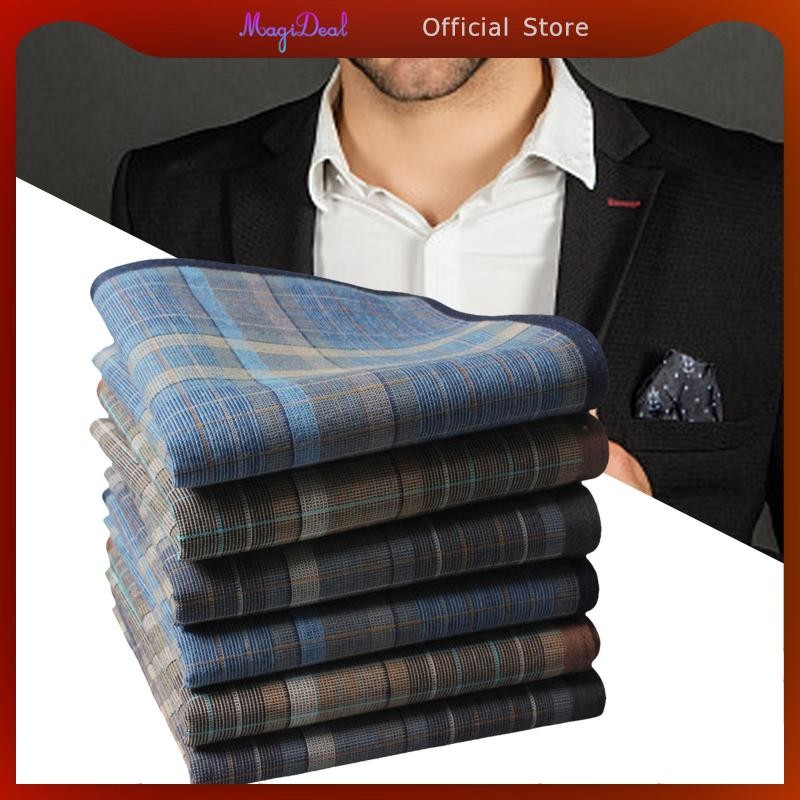 MagiDeal ผ้าเช็ดหน้า 6 ชิ้นสําหรับผู้ชาย 16 นิ้วเช็ดผ้าเช็ดตัวเหงื่อ Pocket Squares