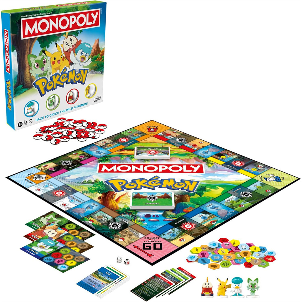 Hasbro Real Estate Tycoon Monopoly Poké mon Pokémon Monopoly เกมกระดานปาร์ตี้สําหรับครอบครัว