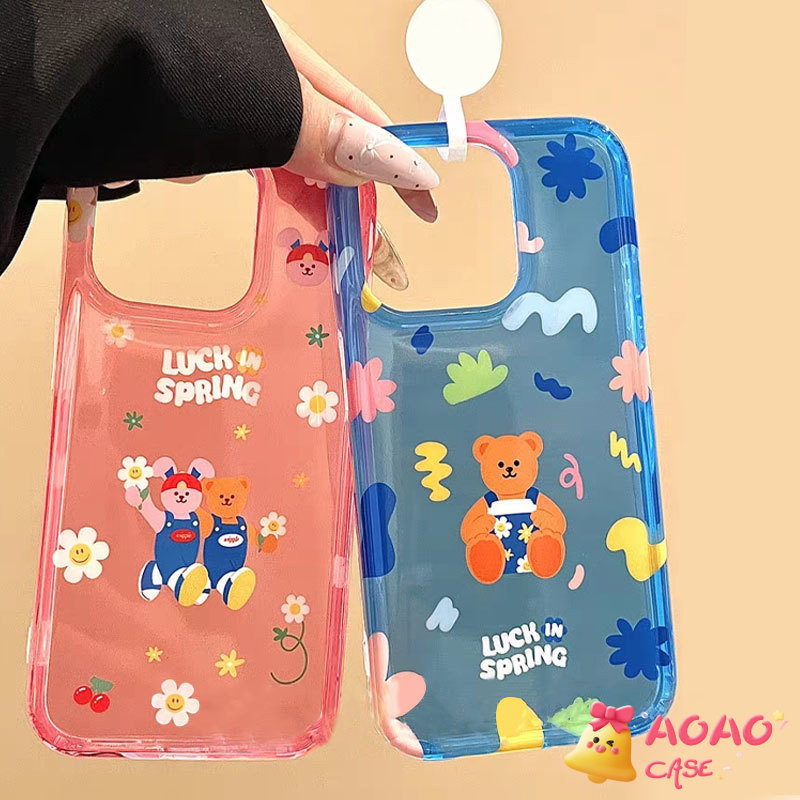 เคสไอโฟน 11 สำหรับ iPhone 15 11 13 12 14 Pro Max 7Plus 8Plus XR 15 7 8 14 Plus X XS Max SE 2020 การ์ตูนตลกหมีน่ารักตลก