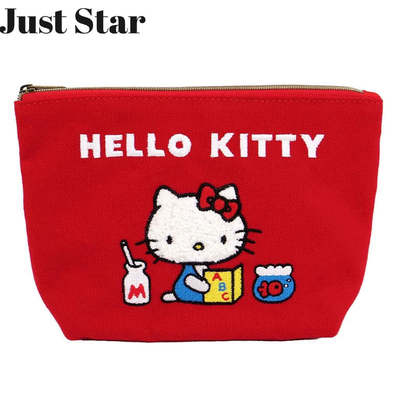 JUSTSTAR Hello Kitty Themed กระเป๋าเครื่องสําอางพร้อมเครื่องรางน่ารักและปิดซิป