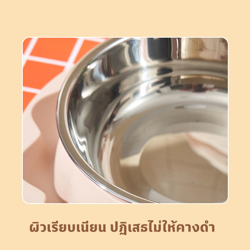ชามอาหารแมว ชามสแตนเลส 2ชั้น ป้องกันการสำลัก อาหารช้า ความจุขนาดใหญ่ มีขอบยางกันลื่น ชามใส่อาหารสำหรับสัตว์เลี้ยง - รูปที่ 3