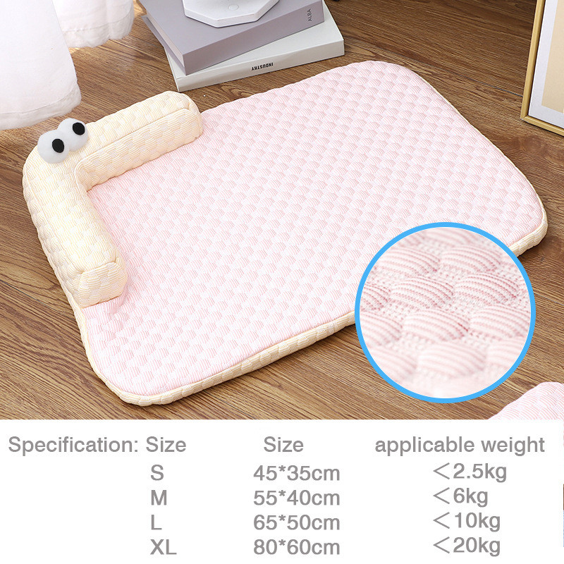 ที่นอนสัตว์เลี้ยงระบายความร้อนฤดูร้อนสําหรับสุนัขและแมว-ระบายอากาศการ์ตูนบิ๊กอายมอนสเตอร์สุนัขเตียงแบบพกพาขนาดเล็กสุนัขเสื่อลื่นแมวนอนแผ่นที่มีชั้นเจลน้ําแข - รูปที่ 5