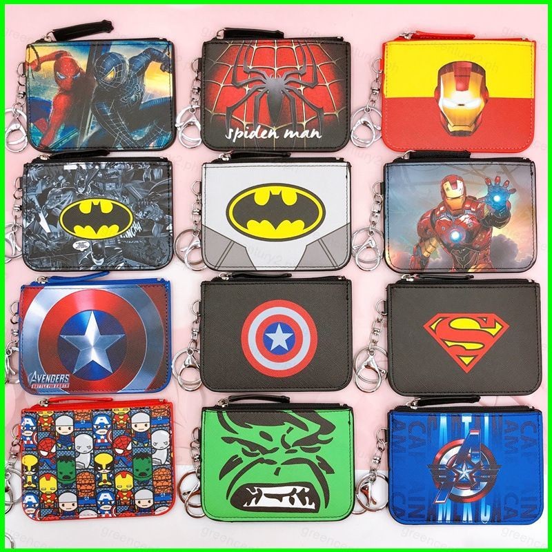 GC2 Spider-Man Batman Iron Man superman กัปตันอเมริกาการ์ตูนการ์ดแขนหน้าอกแท็กพร้อมพวงกุญแจกระเป๋าบัตรกระเป๋าสตางค์ CG