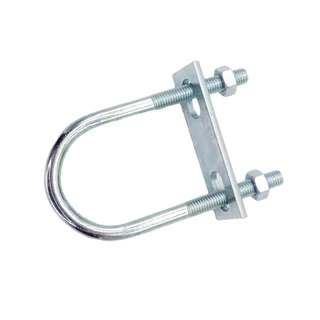 SYLV 1 ชิ้นท่อ U-Clamp, สกรูชุบสังกะสี Q235 เหล็กคาร์บอน M8 แคลมป์ท่อกลม, พร้อม Baffle มุมขวา U-bolt สําหรับหลอดกลม