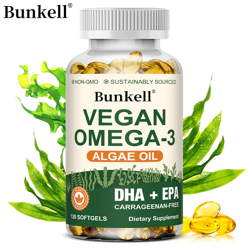 ผลิตภัณฑ์เสริมอาหาร Bunkel Vegan Omega 3, 300 มก. DHA & 150 มก. EPA - รองรับสุขภาพหัวใจ สมอง & ตา