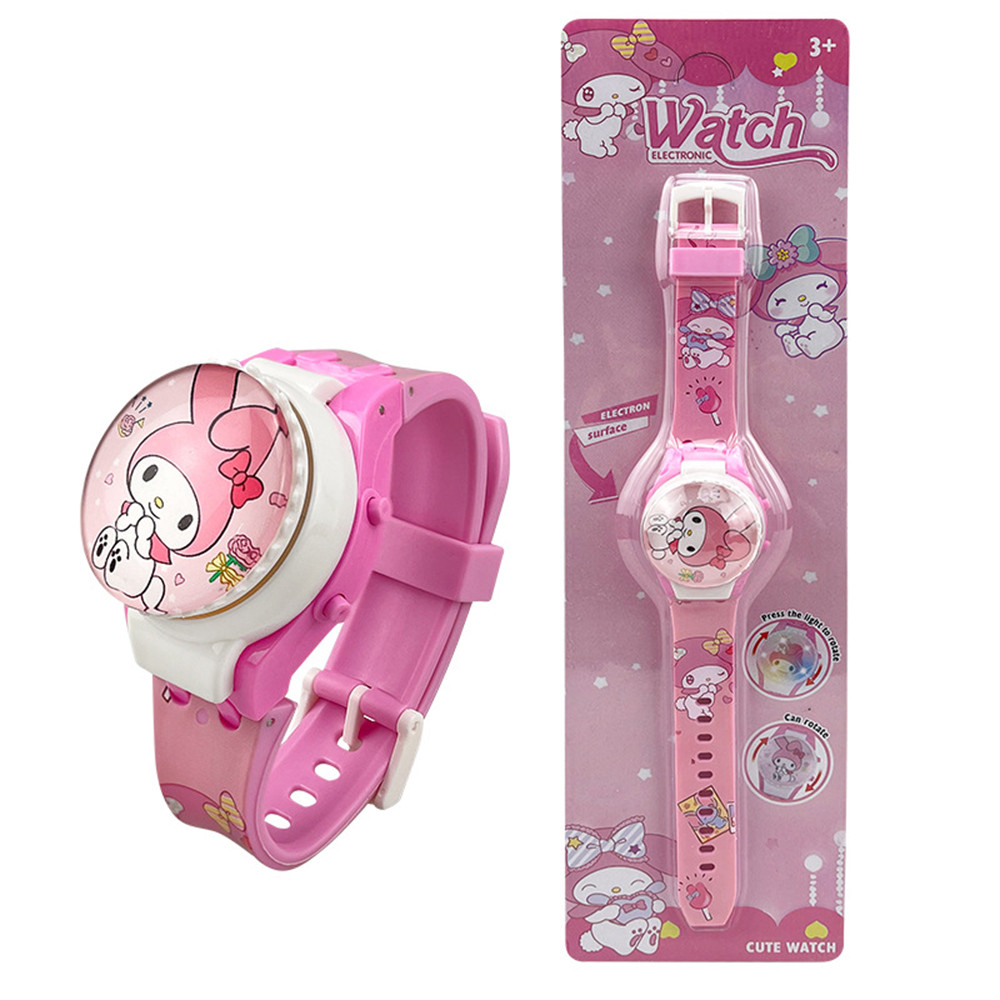 การ์ตูน Sanrio Spider-Man เด็กหมุนนาฬิกาด้านบน Kuromi Elsa เจ้าหญิงสาวนาฬิกาอิเล็กทรอนิกส์