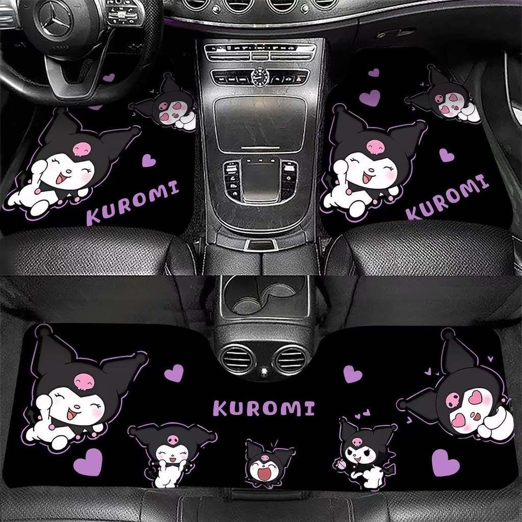 การ์ตูนน่ารัก Kuromi Ruby รถเสื่อเท้าพรมสไตล์สวมใส่คริสตัลขนแกะเสื่อเท้า Easy-Care เสื่อเท้า