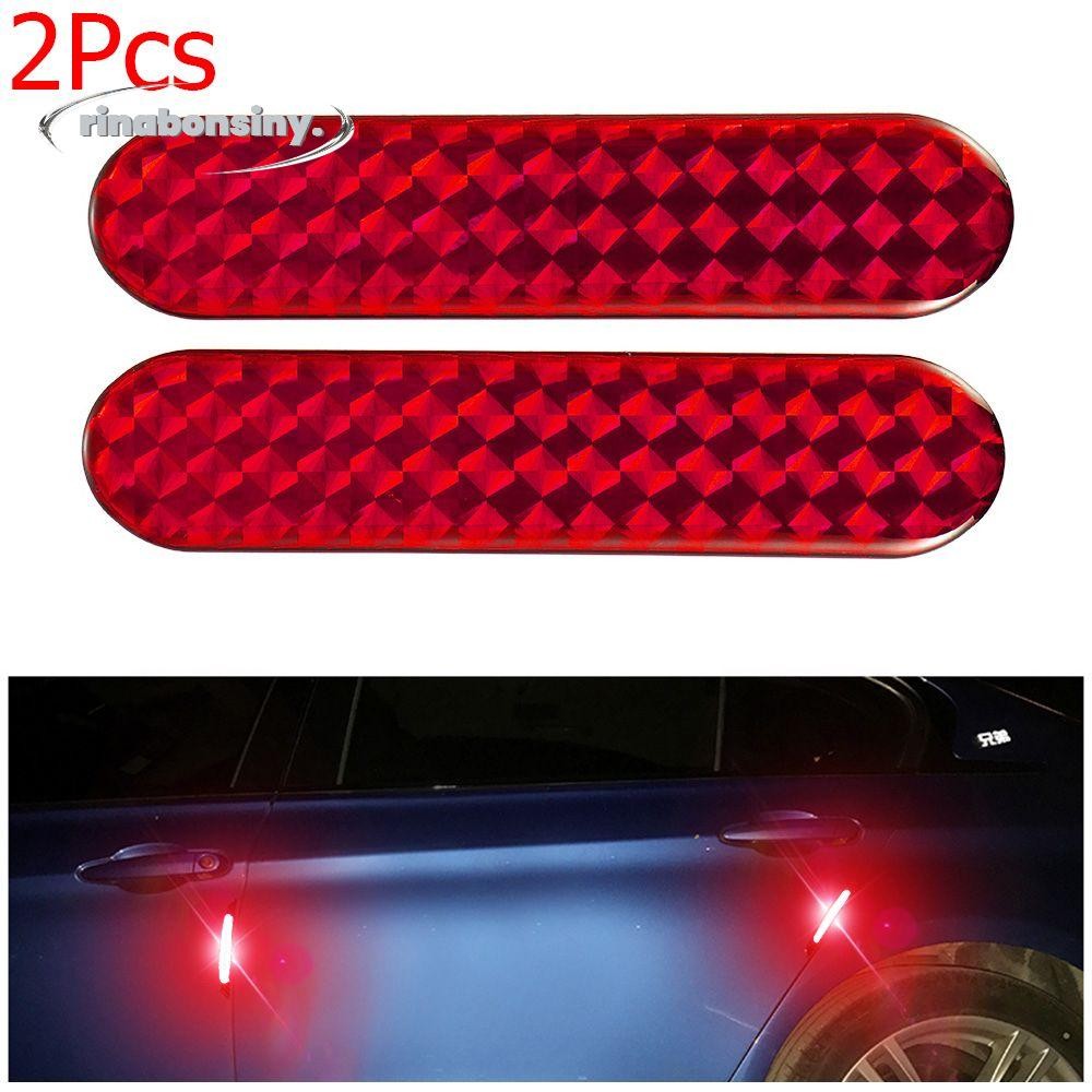 RINABONSINY 2 ชิ้นแถบสะท้อนแสงรถยนต์ Auto Red Decal Safety Mark