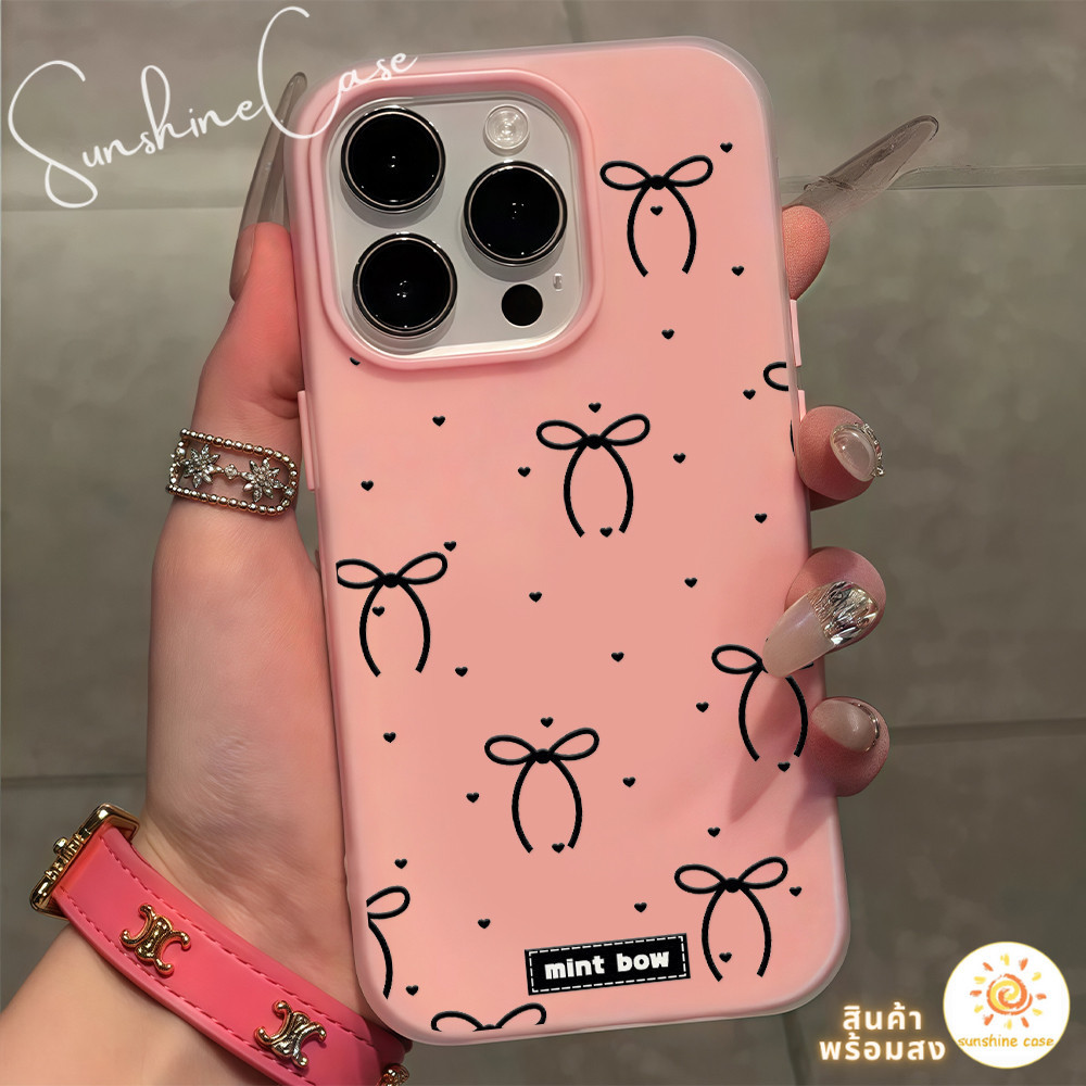 จัดส่งในพื้นที่ เคสโทรศัพท์มือถือเยลลี่ ชัดเจน โบว์สวย For IPhone16 15 14 13 12 11 6 7 8 plus Pro Promax X XR XSMAX