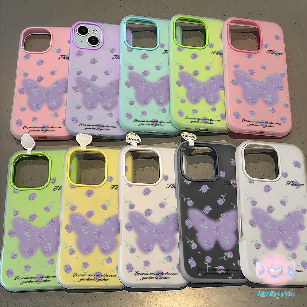 จัดส่งในพื้นที่ เคสโทรศัพท์มือถือ ผีเสื้อสวย เคสแบบสองขั้น For IPhone16 15 14 13 12 11 6 7 8 plus Pr