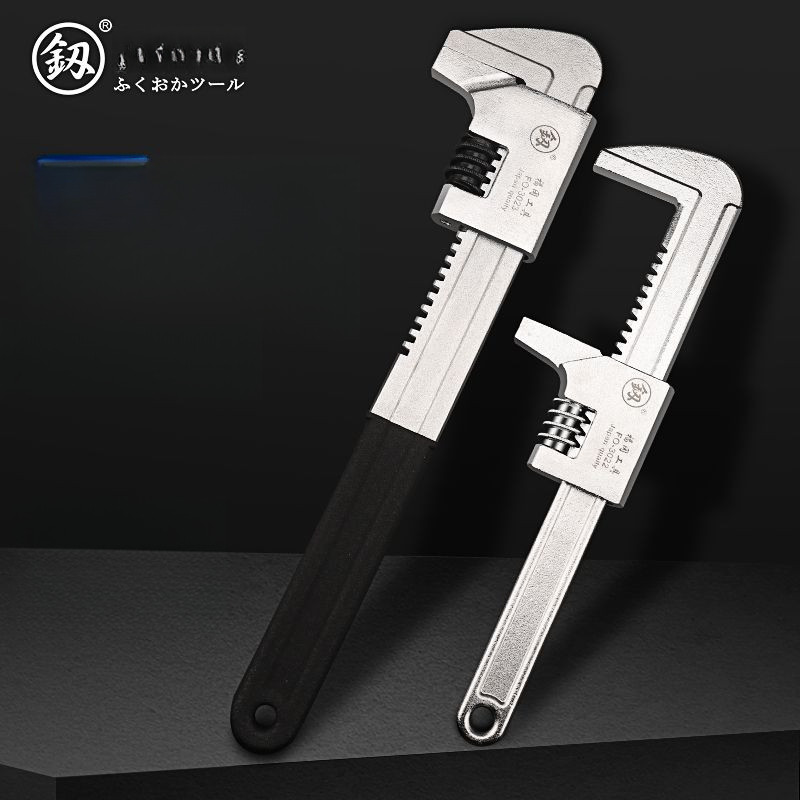 Fukuoka tools, chrome vanadium alloy steel, F-type right angle wrench, large opening adjustable wren