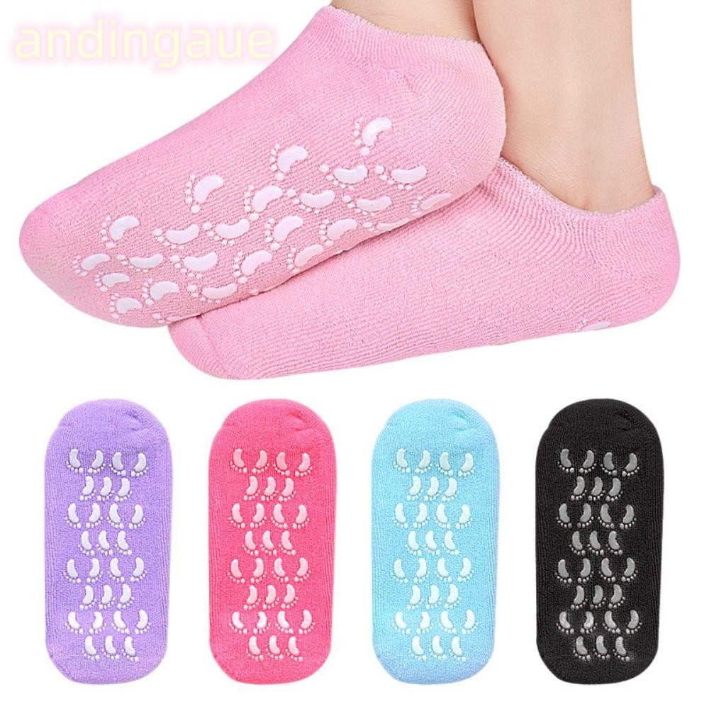 Andin 1 คู่ (2 ชิ้น) ถุงเท้าเจลให้ความชุ่มชื้น Reuseable Exfoliating แห้ง Cracked ซิลิโคน Foot Care Spa