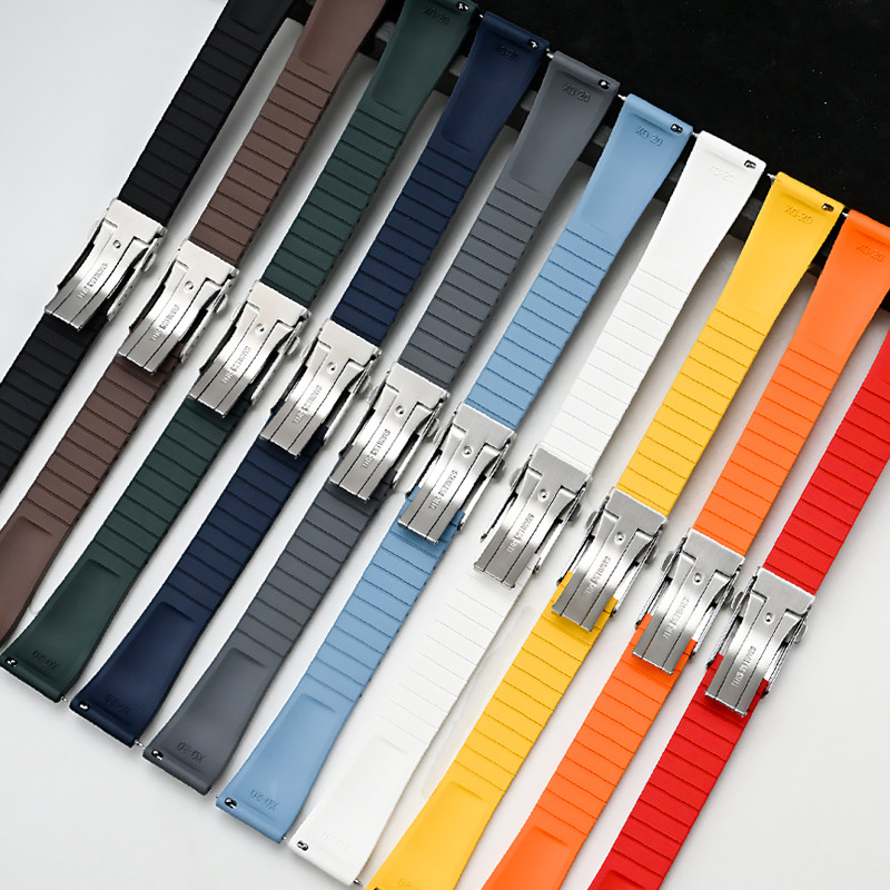 20 มม.22 มม.ใหม่ FKM Tropic Strap Universal Quick Release Fluoro ยางนาฬิกาสแตนเลสพับหัวเข็มขัดสร้อยข้อมืออุปกรณ์เสริม