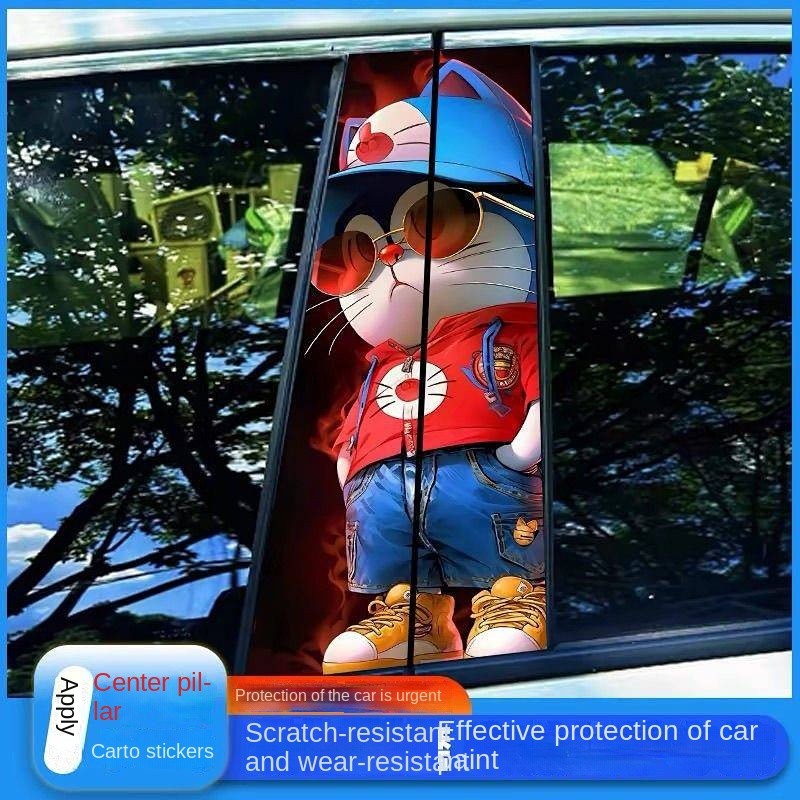 Car Center Column Sticker Personality Creative Scratch Protective Film Painted Clown X Decoration Modification Customization Trendy car decoration stickers