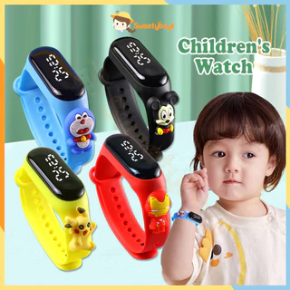 SWEETYBAYI นาฬิกาเด็ก นาฬิกาข้อมือดิจิทัล LED กันน้ํา ลายการ์ตูนน่ารัก