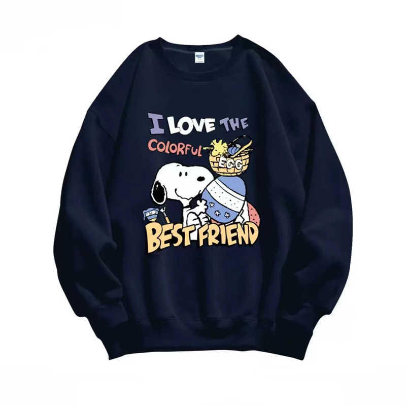 สนูปปี้ การ์ตูนพิมพ์เสื้อคอกลมฤดูใบไม้ร่วงผู้หญิงแฟชั่นคลุ รูปที่ 2