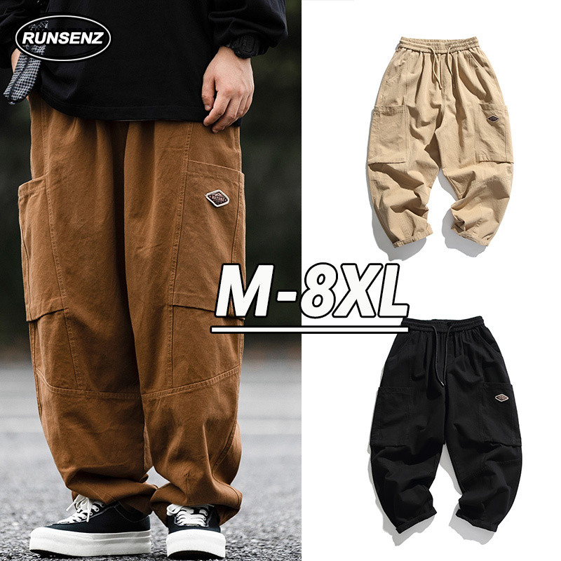 M-8xl เกาหลี Baggy Cargo กางเกงขายาวผู้ชาย High-end Casual หลวมขากว้าง Plus ขนาดกางเกง