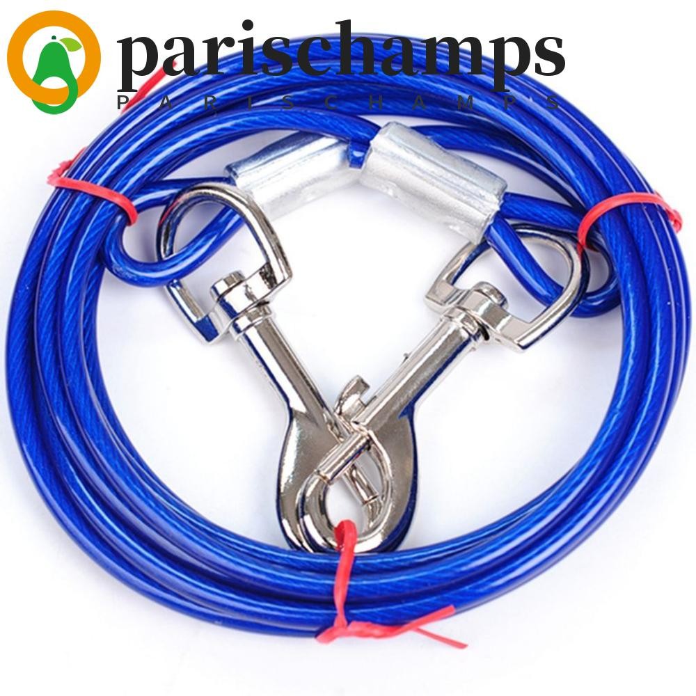 Parischamps สายจูงสุนัข Anti-Bite 3/5/10 เมตรสําหรับสุนัขสองตัว Camping/Hiking / Park Steel Wire Strong Pet Cable Leash