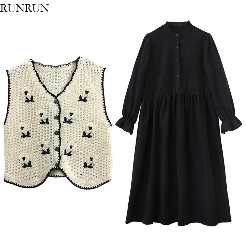 Runny Boho ผู้หญิงโครเชต์ถักเสื้อกั๊กเสื้อกั๊กลายดอกไม้แขนกุดคอวีคาร์ดิแกน